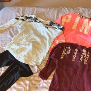 Pink sweatshirts and pants
